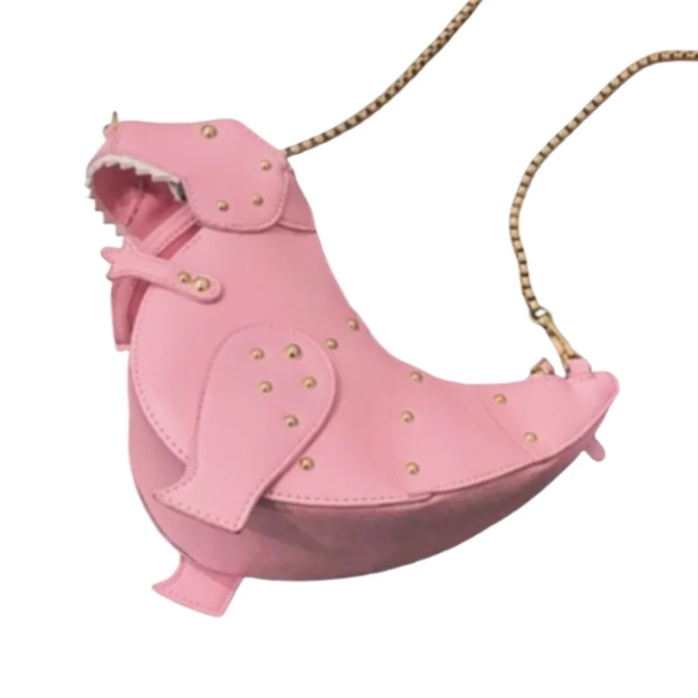 Dinosaur-Shaped Crossbody Purse Pink Novelty Bag Festival Party Trendy Dino - Picture 3 of 5